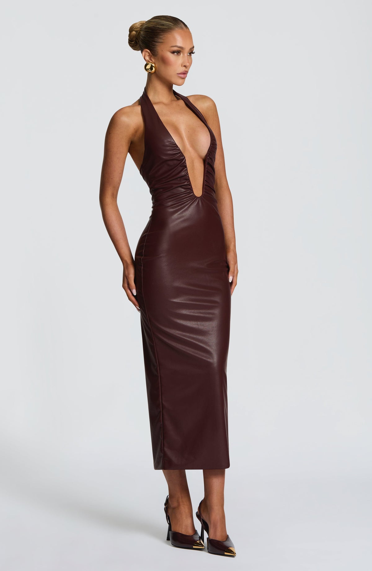 Ainsley Midi Dress - Burgundy - Napalia