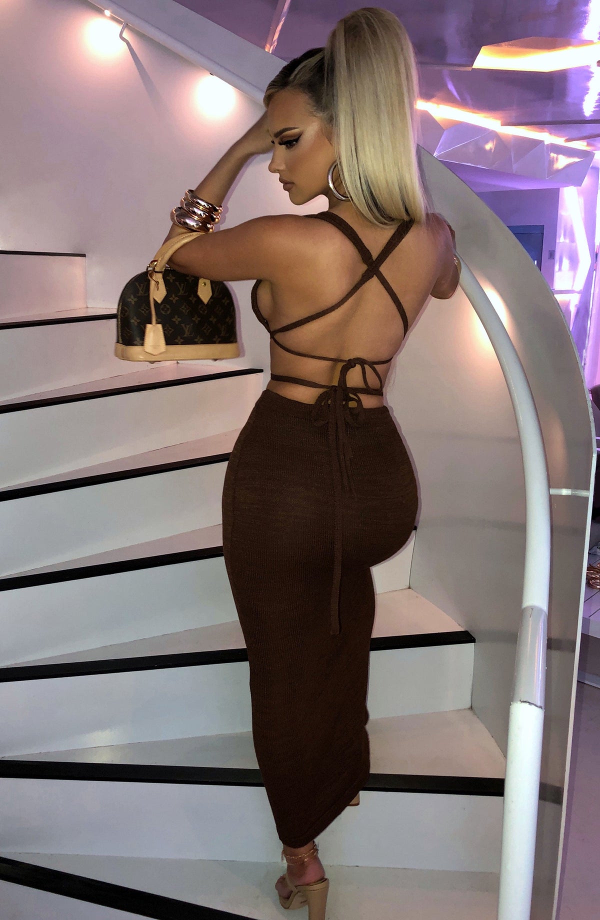 Alexa Maxi Skirt - Chocolate - Napalia