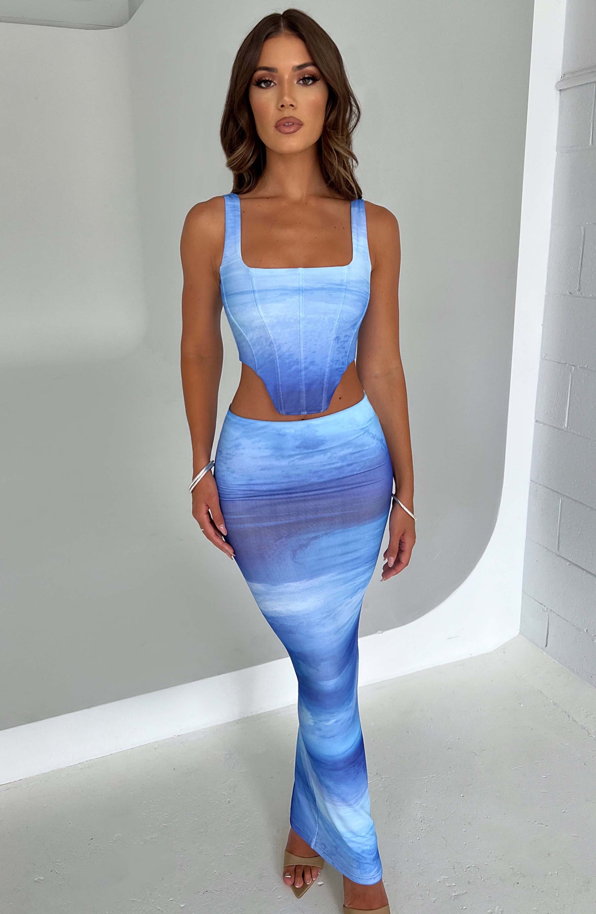 Amber Corset - Blue Haze Print - Napalia