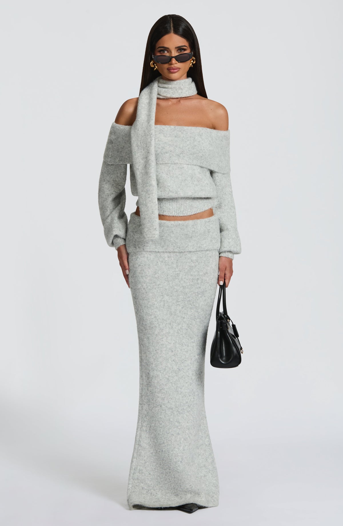 Andie Maxi Skirt - Light Grey Marl - Napalia