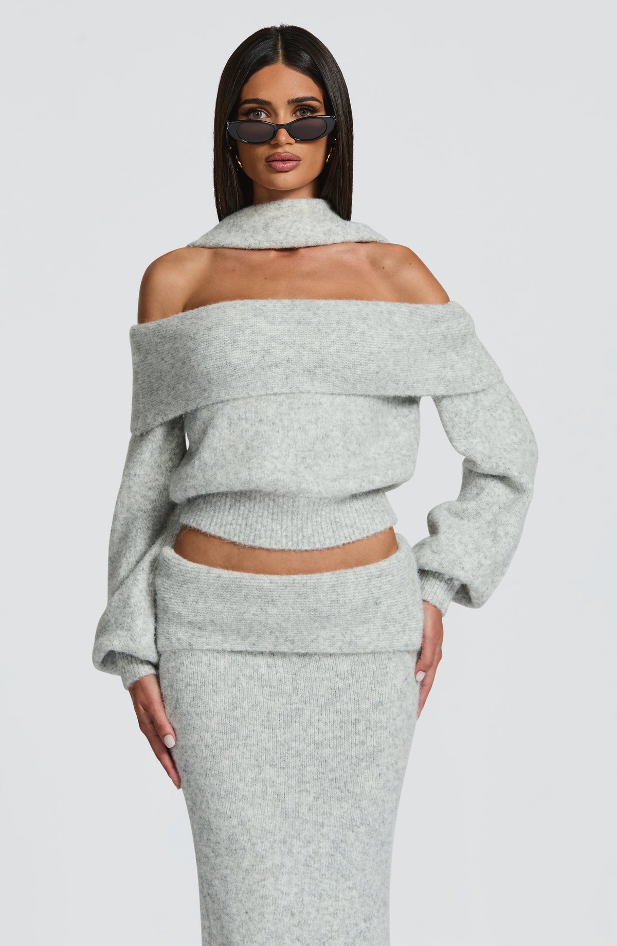 Andie Maxi Skirt - Light Grey Marl - Napalia
