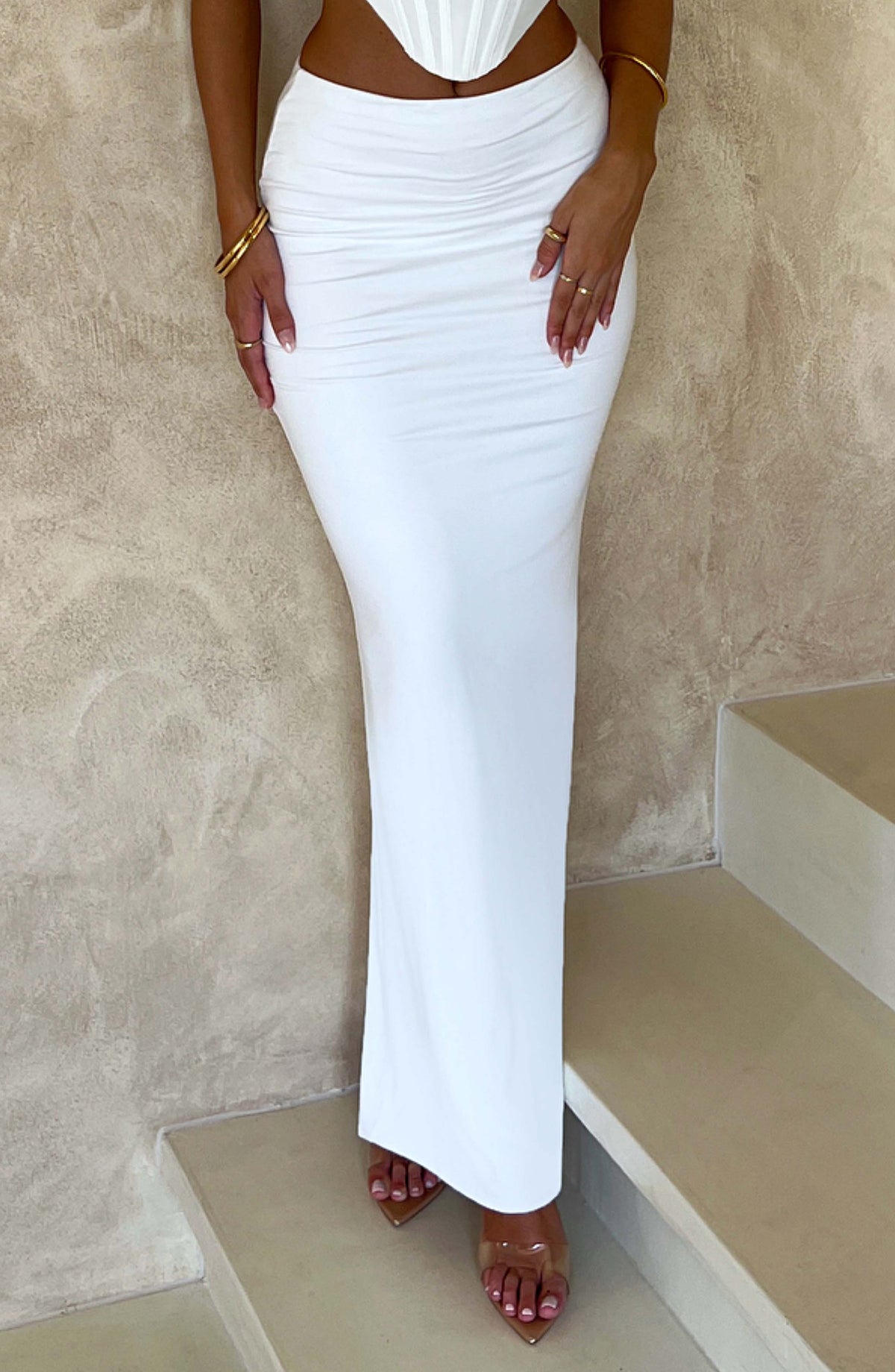 Astrid Maxi Skirt - White - Napalia