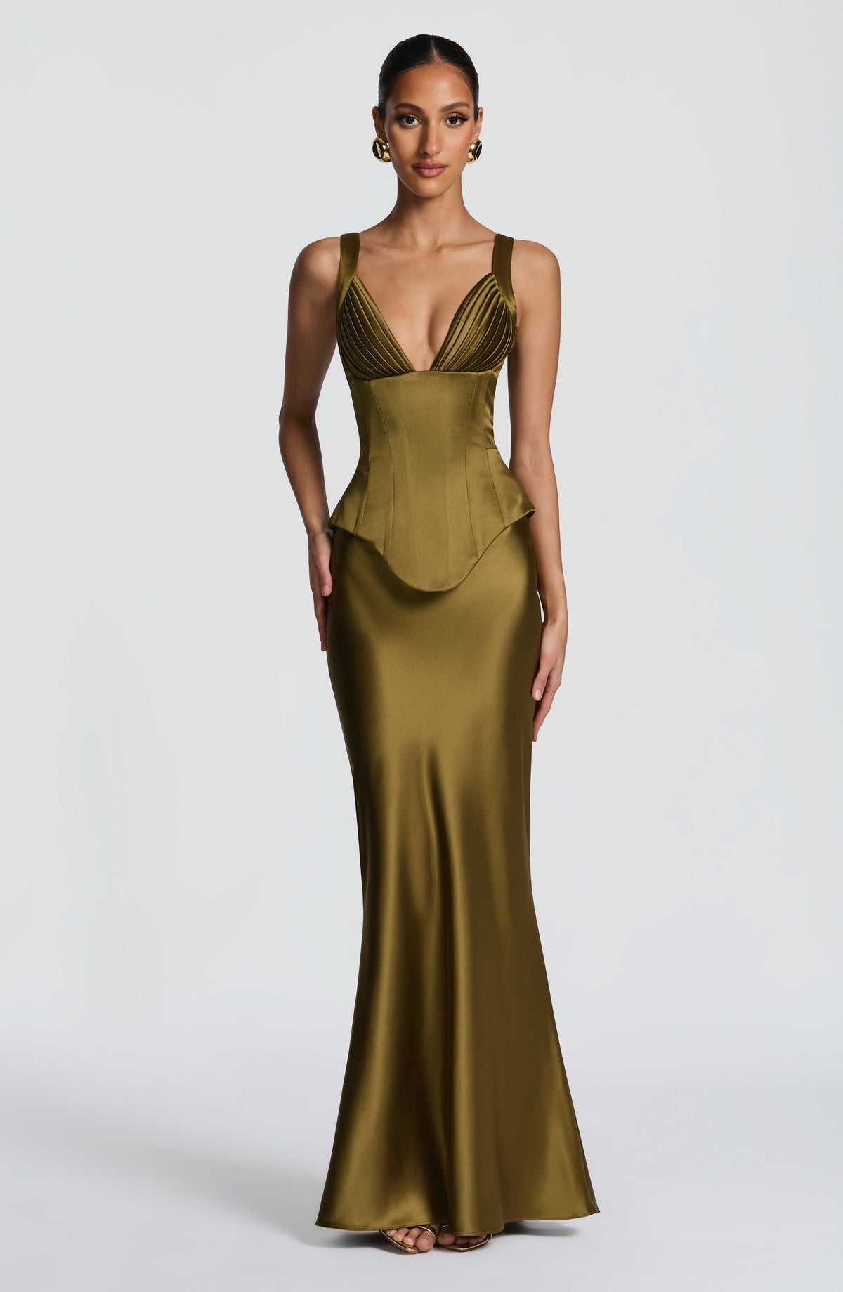 Atlanta Maxi Skirt - Deep Olive - Napalia