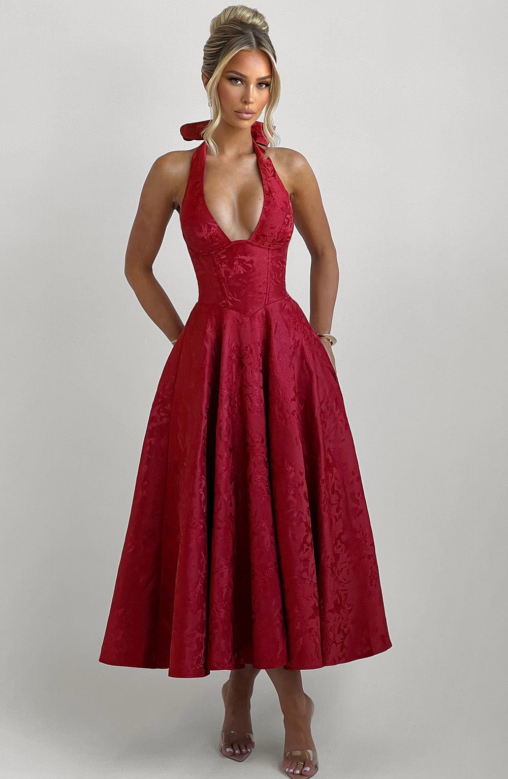 Effie Midi Dress - Red - Napalia