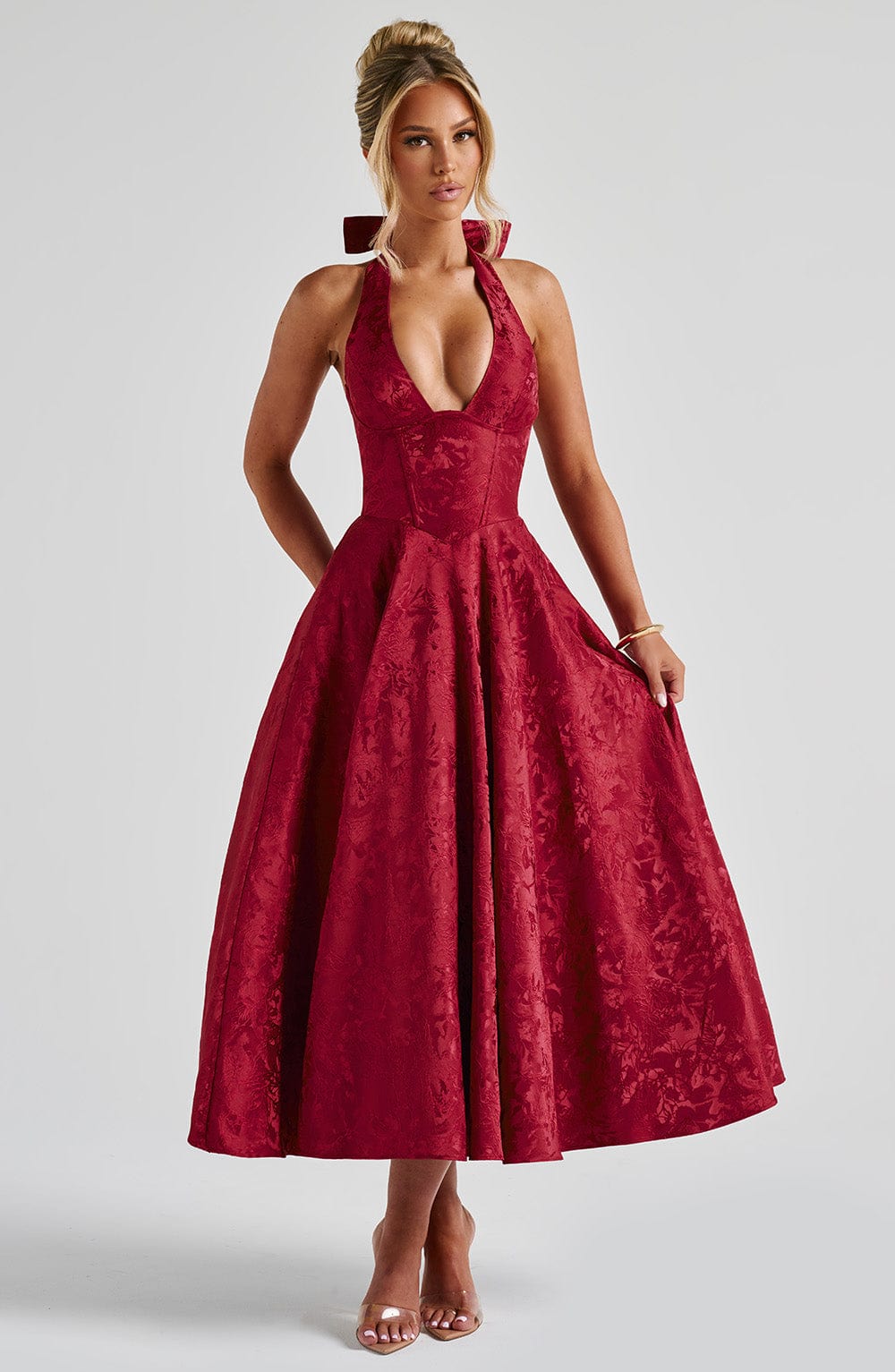 Effie Midi Dress - Red - Napalia