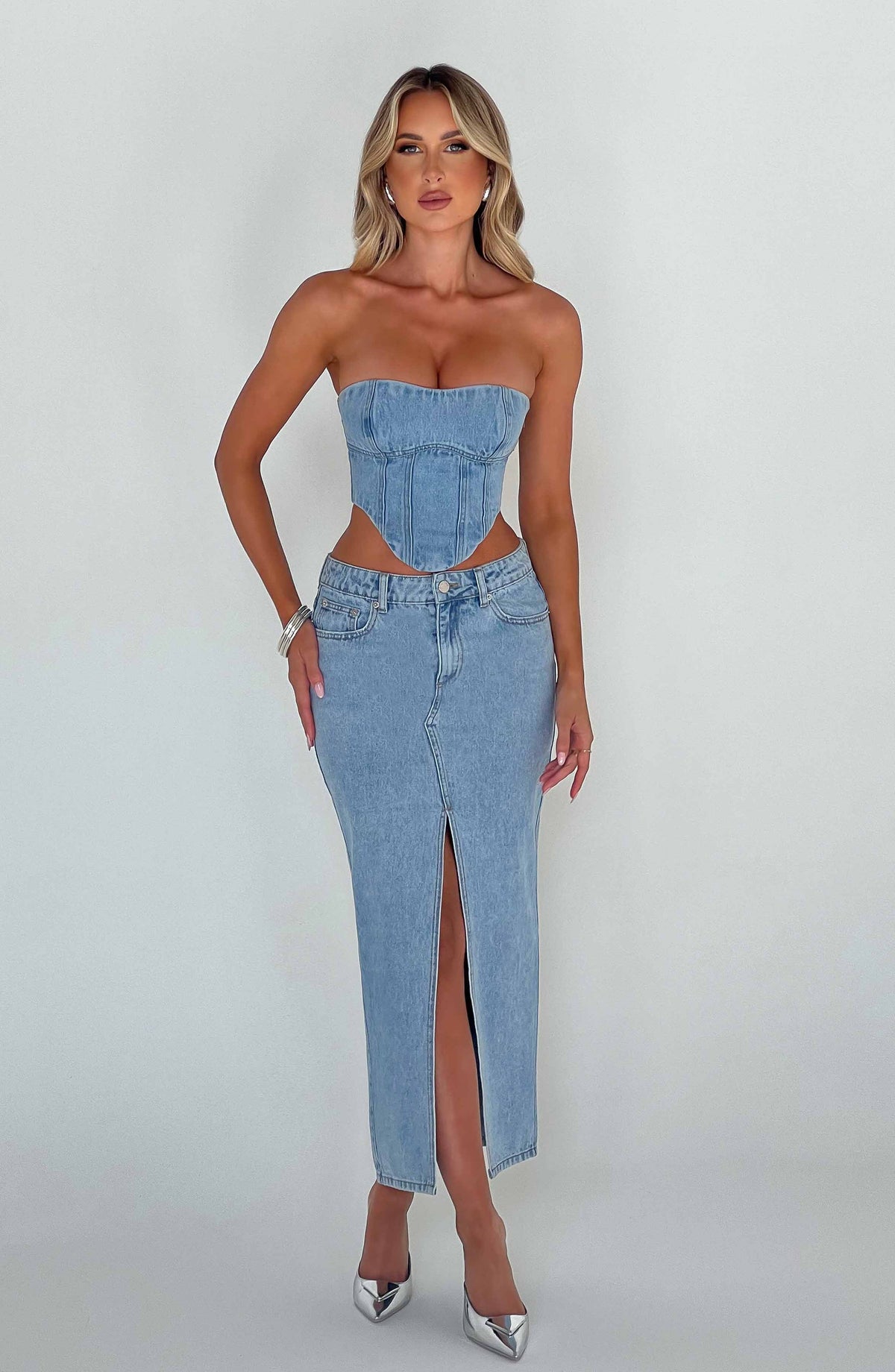 Flor Maxi Skirt - Blue - Napalia