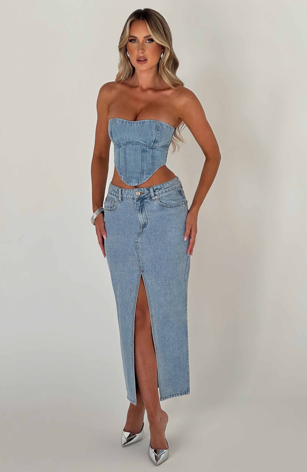 Flor Maxi Skirt - Blue - Napalia