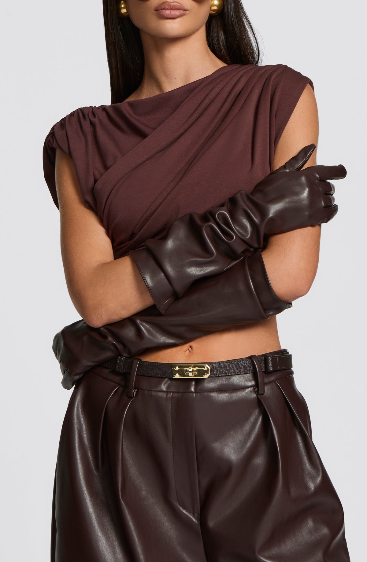 Frankie Gloves - Plum Brown - Napalia