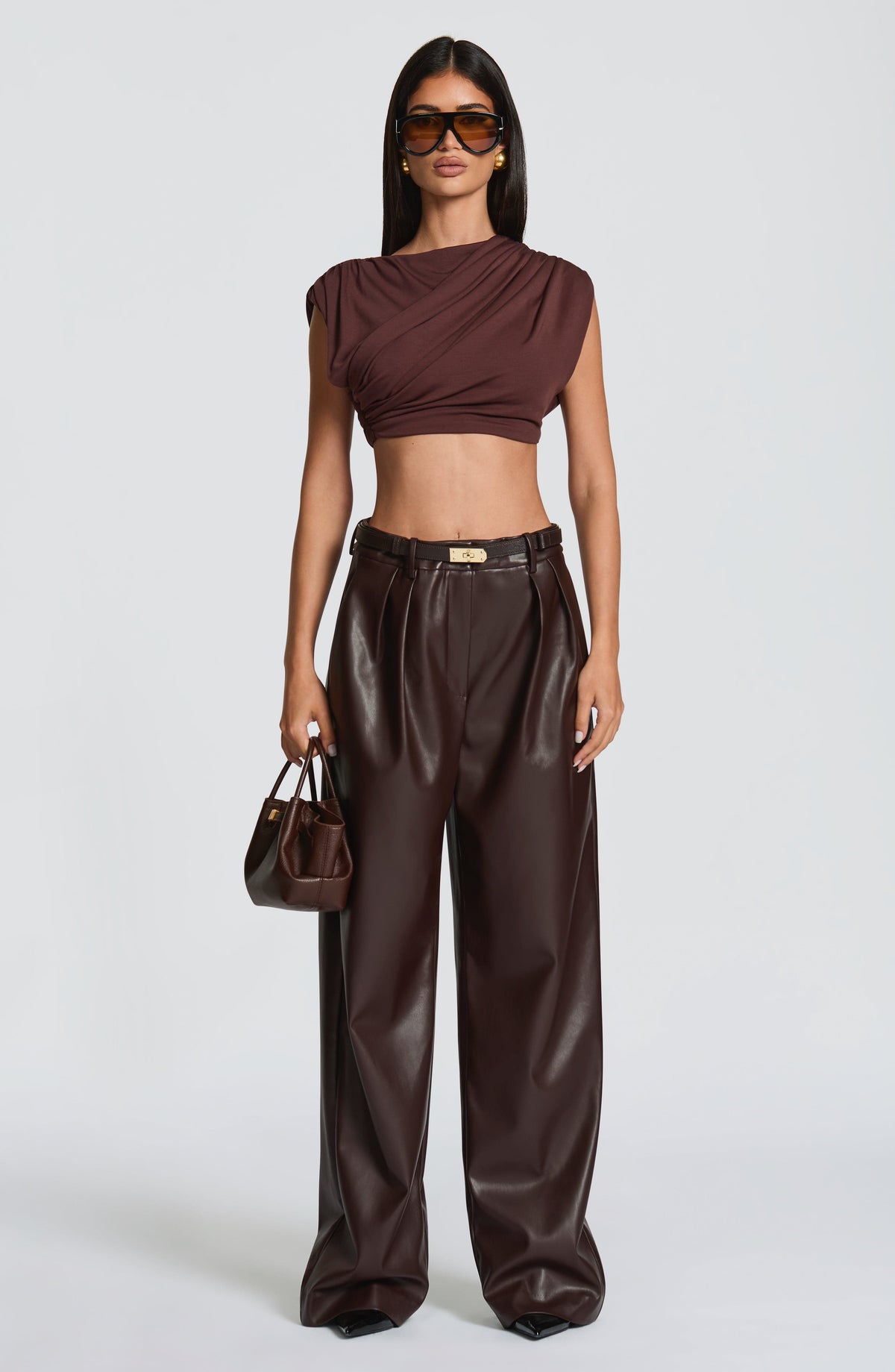 Glenda Pants - Plum Brown - Napalia