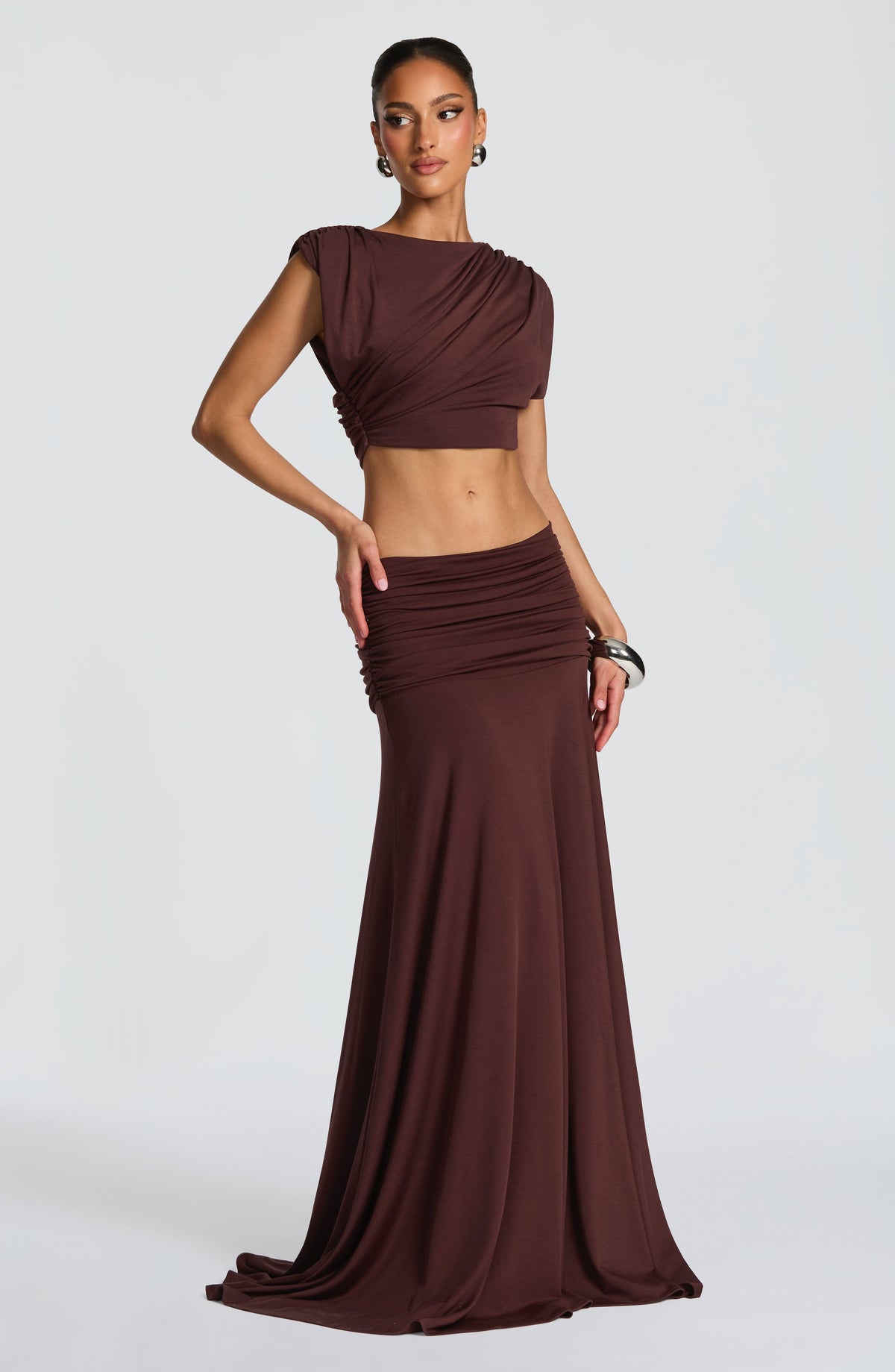 Paige Maxi Skirt - Plum Brown - Napalia