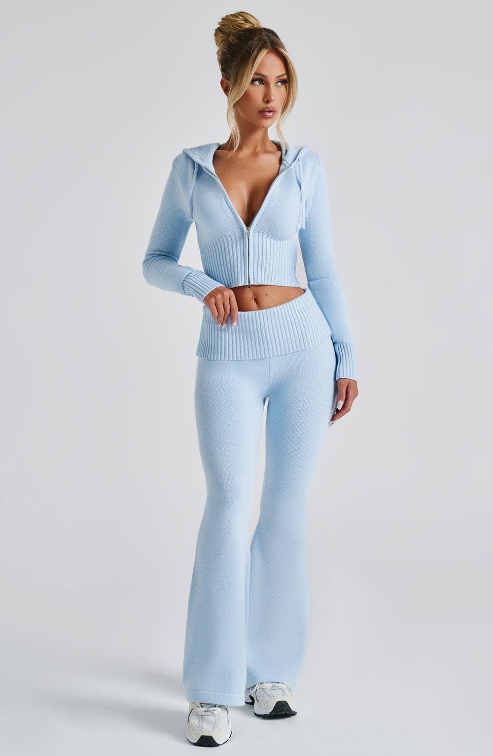 Portia Knit Hoodie - Baby Blue - Napalia