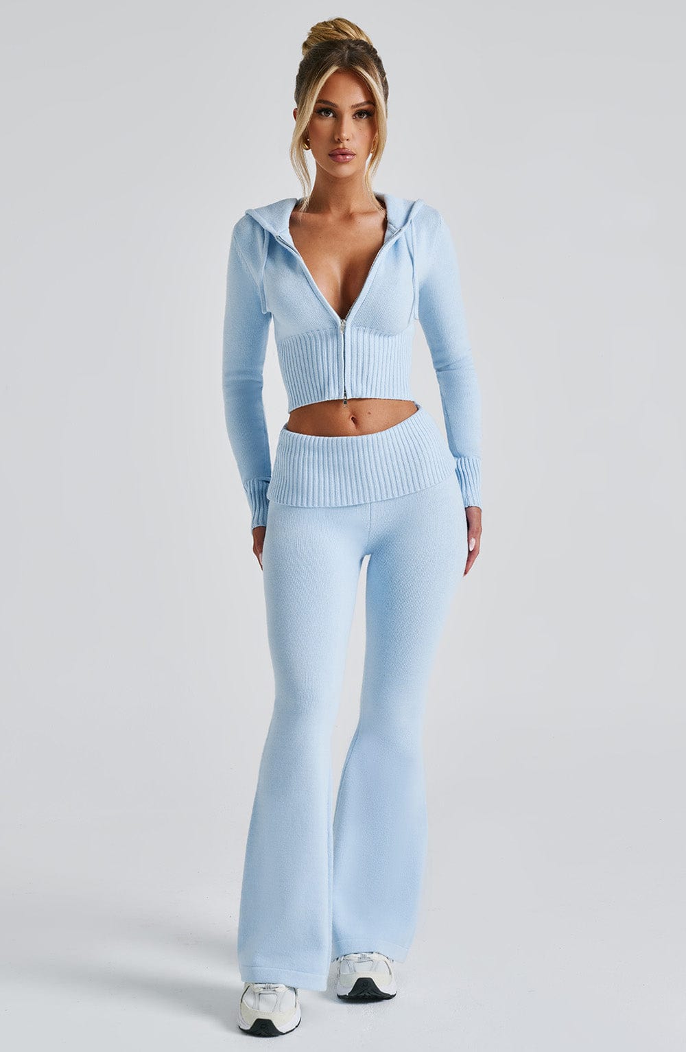 Portia Knit Hoodie - Baby Blue - Napalia