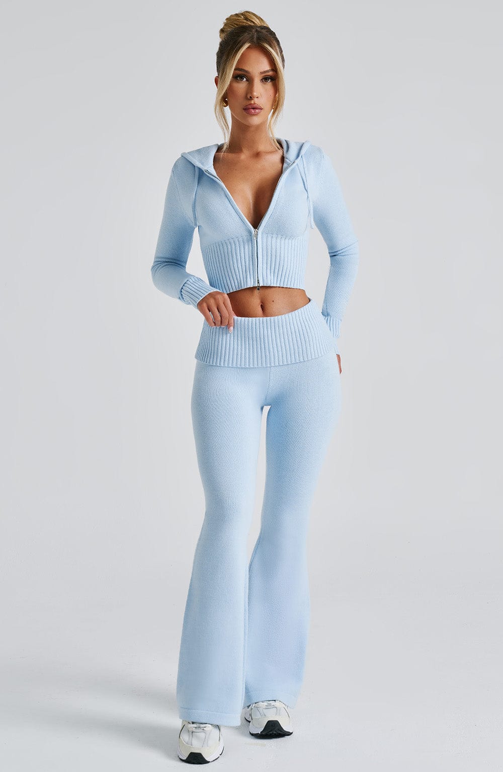 Portia Knit Hoodie - Baby Blue - Napalia