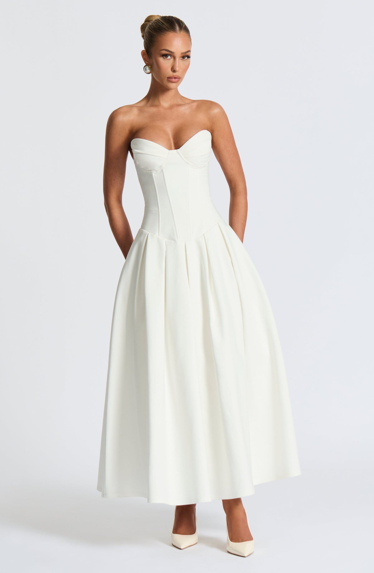 Salma Midi Dress - Ivory - Napalia