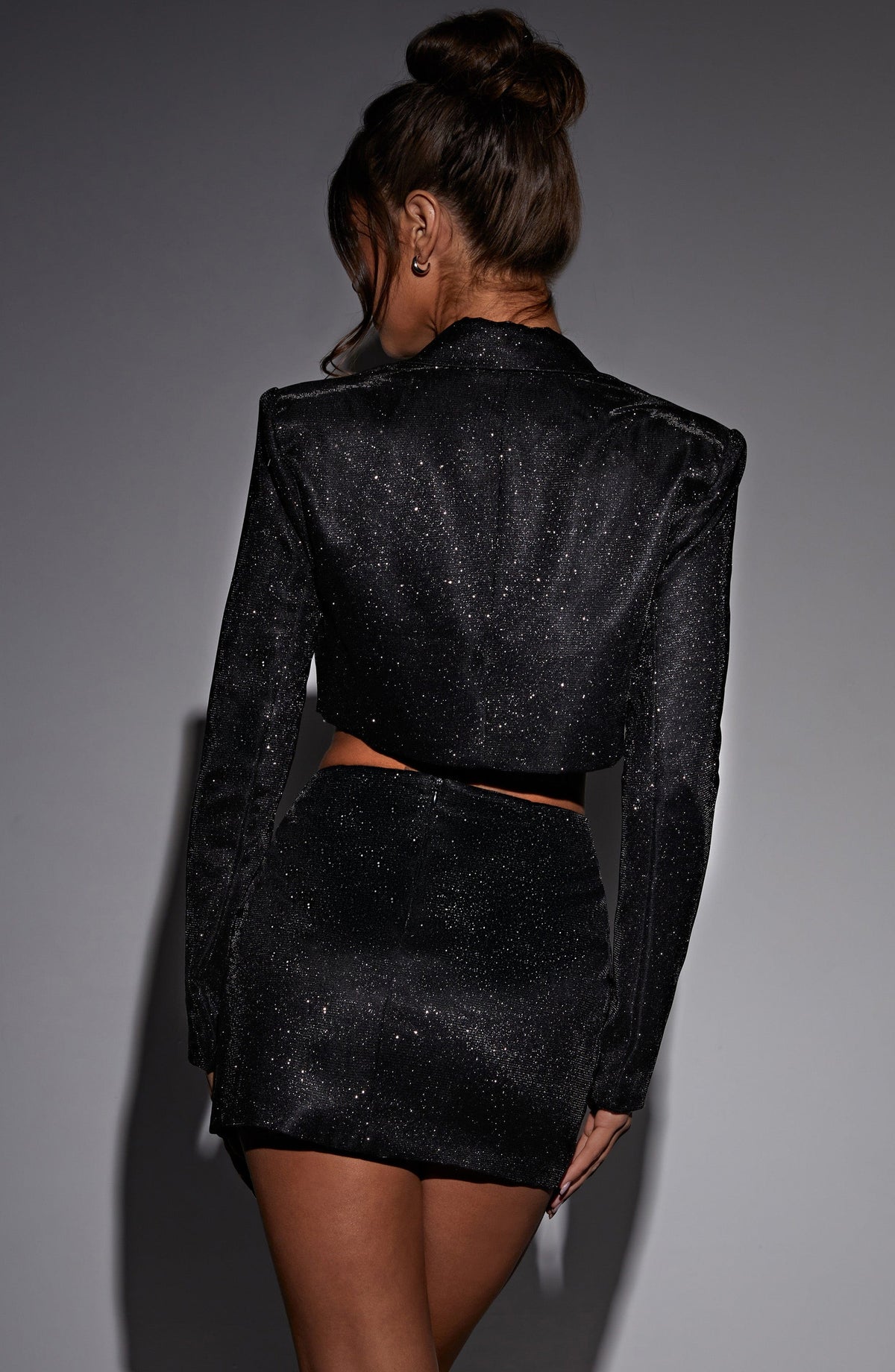 Stefania Cropped Jacket - Black Sparkle - Napalia