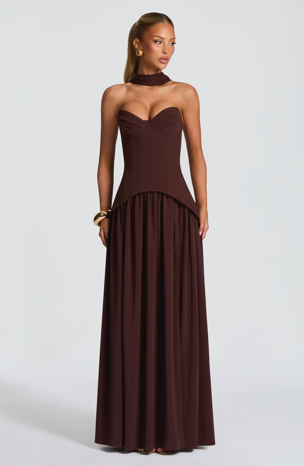Vietta Maxi Dress - Plum Brown - Napalia