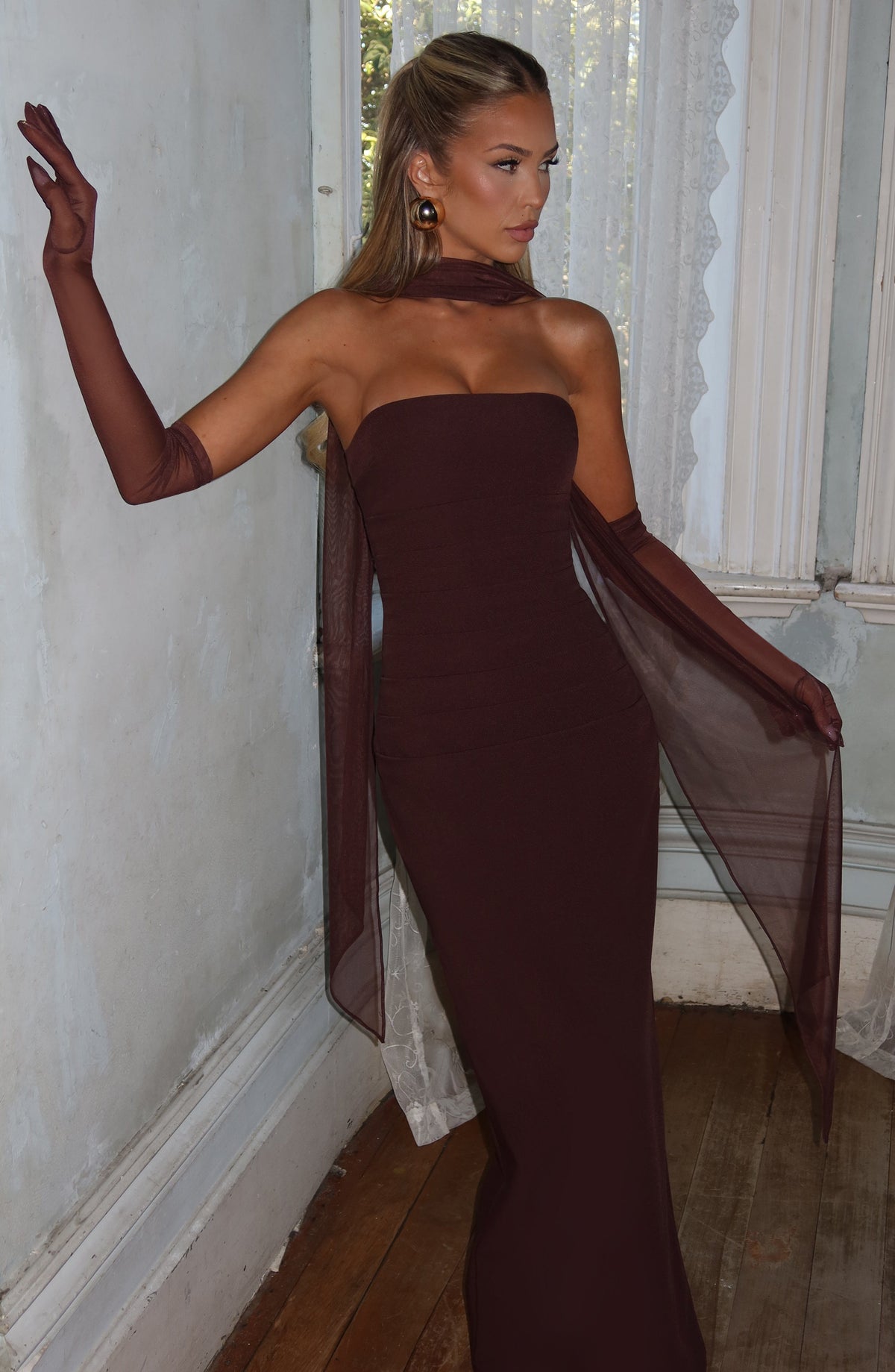 Yulia Maxi Dress - Plum Brown - Napalia