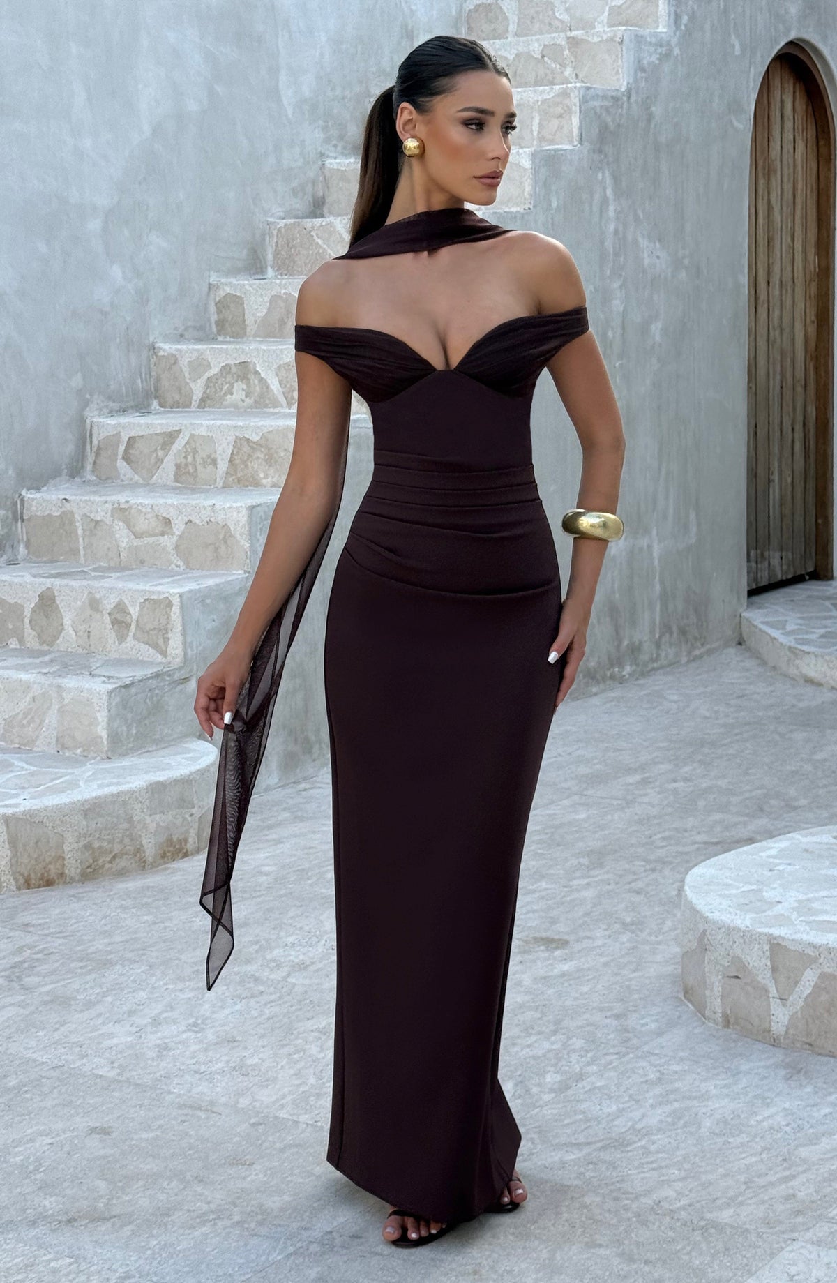 Abigail Maxi Dress - Plum Brown - Napalia