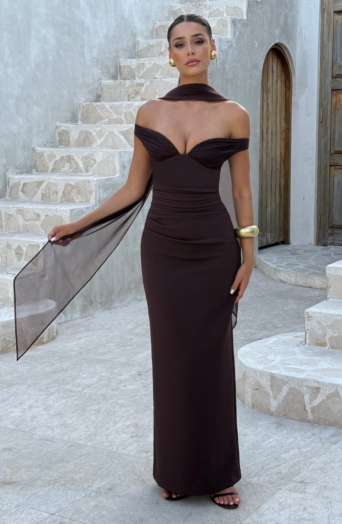 Abigail Maxi Dress - Plum Brown - Napalia