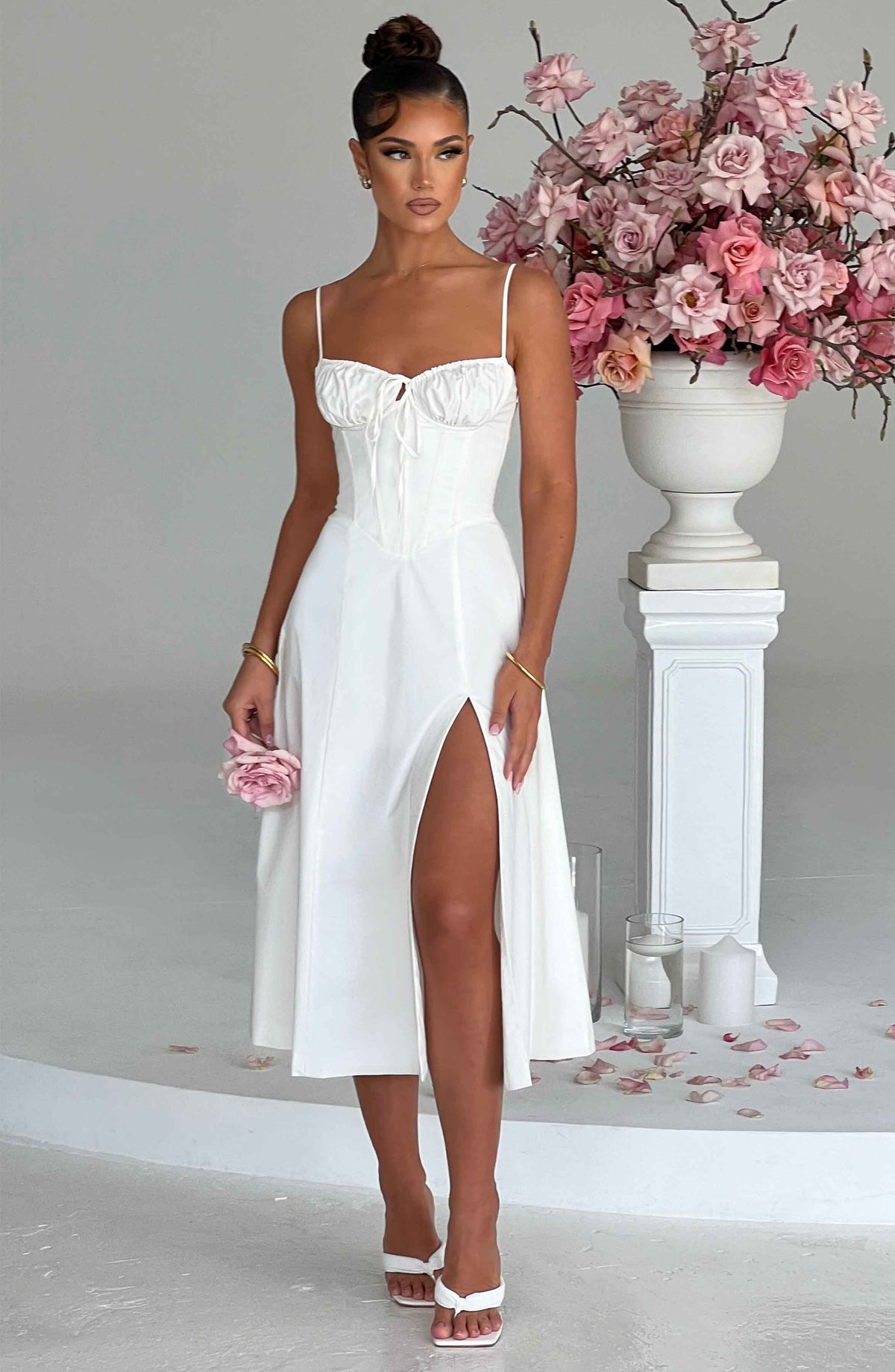 Deanna Midi Dress - Ivory - Napalia
