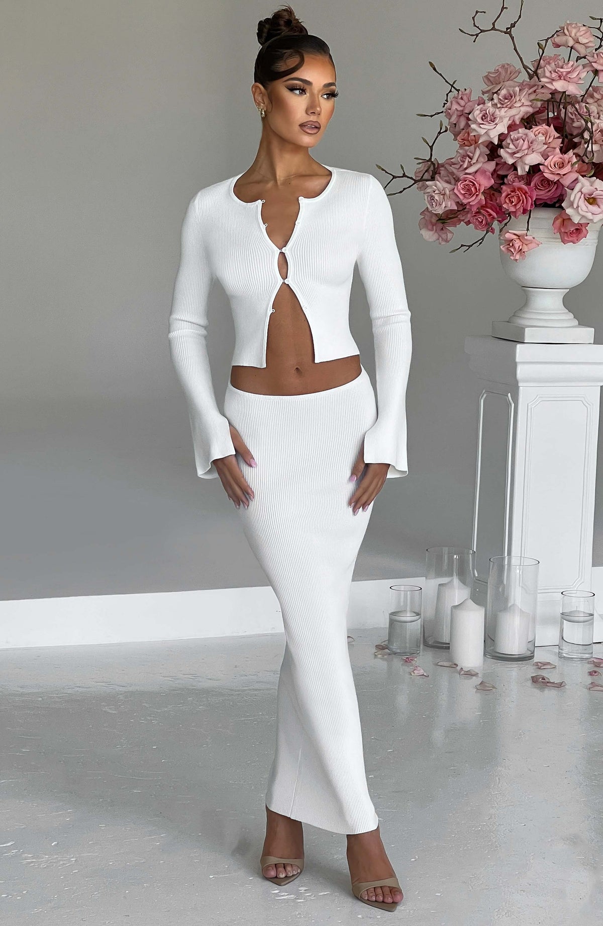 Elia Maxi Skirt - White - Napalia