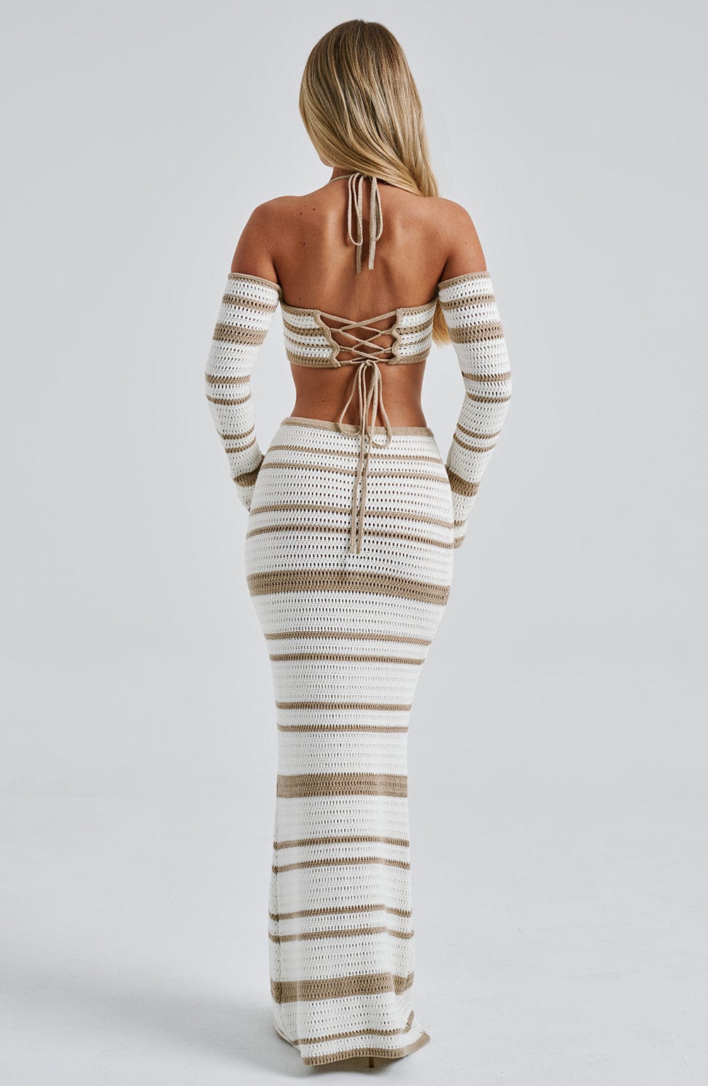 Georgia Maxi Skirt - Beige/White - Napalia
