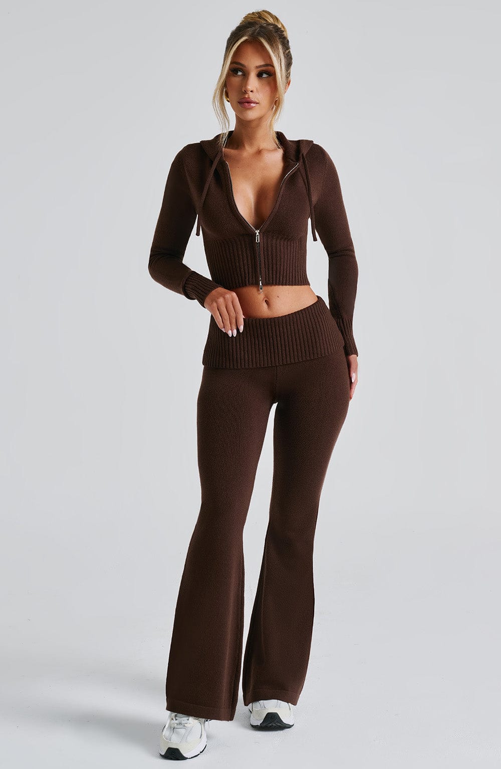 Portia Knit Hoodie - Chocolate - Napalia